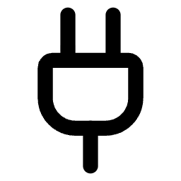 Black plug symbol on a white background
